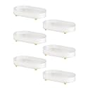 Kuber Industries Pack of 6 Multipurpose Double layer Decorative Drain Tray | Makeup Perfume Organiser, Bathroom Vanity, Dresser Tray, Kitchen Countertop Organiser Tray | Anti Slip | Transparent