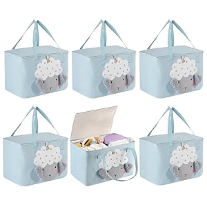 kuber industries premium kawaii essentials caddy bag  aesthetic baskets for new born clothes  cute stuff holder amp organizer for baby toys diaper amp wet wipes  gm-26-pnk  pink rabbit