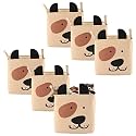 Kuber Industries Pack of 6 Multipurpose Foldable Almirah Closet/Drawer Storage Basket with Carry Handles for Cloth &amp; Toys | Kids Toy Storage Basket/Box Organizer/Laundry Bag | GM-7-BG | Smiley - Beige
