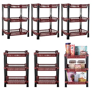 kuber industries pack of 6 multipurpose kitchen organizerstorage rack  3-layer onion stand for kitchen  vessels amp vegetable organiser  maroon
