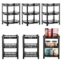 Kuber Industries Pack of 6 Multipurpose Kitchen Organizer/Storage Rack | 3-Layer Onion Stand for Kitchen | Vessels &amp; Vegetable Organiser | Black