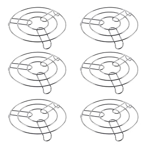 kuber industries pack of 6 multipurpose stainless steel cooker stand  heat resistant hot plate dishes holder  dongahot pot stand for kitchen amp home  hw-2  silver