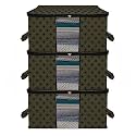 Kuber Industries Pack of 3 Non Woven Underbed Storage Organizer | Storage Bags For Clothes, Blanket | Clothes Storage Bag For with Handle &amp; Visible Window | Golden Dot - Black