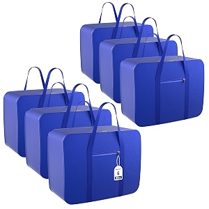 kuber industries pack of 6 nylon 35l small underbed storage box  blanket storage bagscover double bed storage containers  dustproof storage bag for clothes documents books toys  blue
