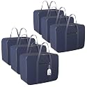 Kuber Industries Pack of 6 Nylon 35L Small Underbed Storage Box | Blanket Storage Bags/Cover Double Bed Storage Containers | Dustproof Storage Bag for Clothes, Documents, Books, Toys | Dark Blue