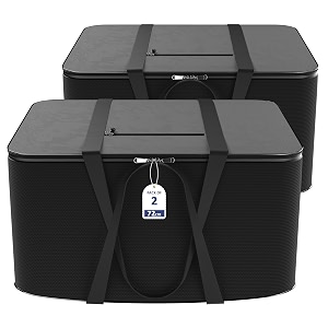 kuber industries pack of 2 nylon 72l large king size underbed storage box  blanket storage bagscover double bed storage containers  storage bag for clothes documents books toys  grey amp black