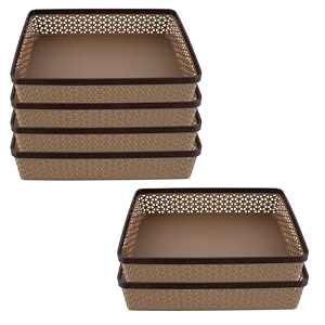 kuber industries pack of 6 office desk tray  plastic stationary document tray  file paper tray for office  storage tray for kitchen books  coffee