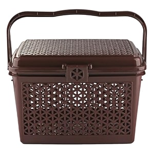 kuber industries pack of 6 picnic basket with lid and handle  food basket for travelling  plastic storage basket  shopping basket  small  pink