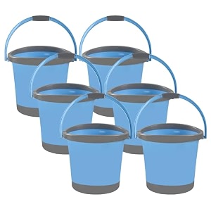 kuber industries 18 litre plastic bath bucket for bathroom amp kitchen  multipurpose hot amp cold water container bathing bucket amp balti with handle for home  blue amp grey