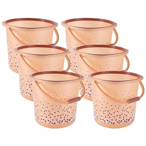 kuber industries plastic multi-purpose 18 litres water buckets for washing clothes with handle  bathing balti for bathroom  water storage container - essential for household chores  beige