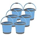 Kuber Industries Pack of 6 Plastic Bath Bucket for Bathroom &amp; Kitchen | 18 Litre Multipurpose Hot &amp; Cold Water Container, Bathing Bucket &amp; Balti with Handle for Home | Blue &amp; Grey