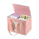 Kuber Industries Premium Kawaii Essentials Caddy Bag | Aesthetic Baskets for New Born Clothes | Cute Stuff Holder &amp; Organizer for Baby Toys, Diaper &amp; Wet Wipes | GM-26-PNK | Pink Rabbit