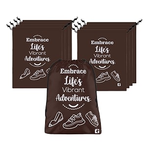 kuber industries pack of 9 shoe bag for travel  drawstring footwear pouches amp toiletries packing bagscovers for travelling  printed - brown
