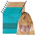 Kuber Industries Pack of 8 Shoe Bags | Shoe Bags for Travel | Non-Woven Shoe Storage Bags | Storage Organizers Set | Shoe Cover with Transparent Window | Shoe Dori Cover | Green &amp; Beige