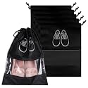 Kuber Industries Pack of 6 Shoe Bags | Shoe Bags for Travel | Non-Woven Shoe Storage Bags | Storage Organizers Set | Shoe Cover with Transparent Window | Shoe Dori Cover | Black