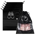 Kuber Industries Pack of 6 Shoe Bags | Shoe Bags for Travel | Non-Woven Shoe Storage Bags | Storage Organizers Set | Shoe Cover with Transparent Window | Shoe Dori Cover | Black