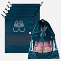 Kuber Industries Pack of 6 Shoe Bags | Shoe Bags for Travel | Non-Woven Shoe Storage Bags | Storage Organizers Set | Shoe Cover with Transparent Window | Shoe Dori Cover | Navy Blue