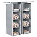 Kuber Industries Non Woven Fabric Foldable Hanging 4 Shelves Wardrobe/Closet Cloth Organizer, Pack of 2 (Grey) (Glossy Finish)