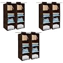 Kuber Industries Shoe Stoarge Rack | 4 Shelf Closet Hanging Organizer | Foldable Wardrobe Storage For Cloth, Toys | Dress Shelf For Clothes with Velcro | Plain | Brown