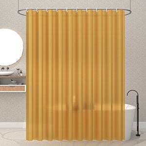 kuber industries pack of 2 shower curtains for bathroom  waterproof curtains with hooks  pvc self lining design curtain  7 feet  golden