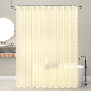 kuber industries pack of 2 shower curtains for bathroom  waterproof curtains with hooks  pvc self lining design curtain  7 feet  cream