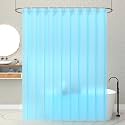 Kuber Industries Heavy Duty PVC Shower Curtain Liner with Hooks| Blackout Waterproof PVC &amp; 8 Hooks|Size 213 x 137 CM (Sky Blue)