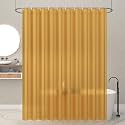 Kuber Industries Pack of 2 Shower Curtains for Bathroom | Waterproof Curtains with Hooks | PVC Self Lining Design Curtain | 7 Feet | Golden
