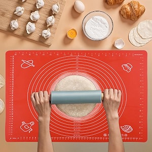 kuber industries silicone mat for chapati  reusable roti mat for kitchen  non-stick silicone sheet for chapati  ideal for rolling dough kneading amp baking  hw-9-rd  spiral - red