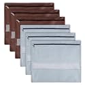 Kuber Industries Pack of 12 Single Saree Bags | Clothes Bags for Storage | Non-Woven Wardrobe Organizer | Mesh Window Cloth Storage Bags Set | Single Packing Saree Bags | Brown &amp; Gray