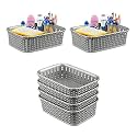 Kuber Industries Pack of 6 Small Multi-Purpose Plastic Basket for Storage M15 | Spacious Stationary &amp; Jewellery Holder | Home Organizers for Kitchen, Bedroom &amp; Dining Table | Light Grey