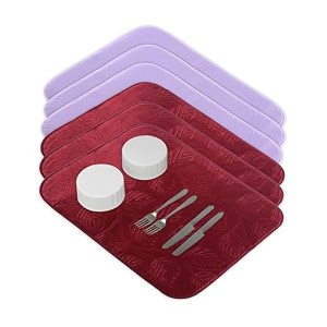 kuber industries pack of 6 soft microfiber dish drying mat for kitchen  38x50 machine washable amp quick drying water absorbing mat for kitchen dishes utensils amp crockery  maroon amp purple