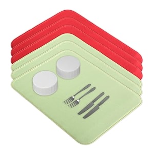 kuber industries pack of 6 soft microfiber dish drying mat for kitchen  38x50 machine washable amp quick drying water absorbing mat for kitchen dishes utensils amp crockery  green amp red