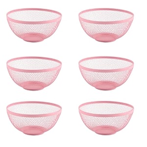 kuber industries pack of 5 fruit basket  stainless steel vegetables strainer  colander basket for pasta-noodles-grains  mesh basket with handle  8 inch  silver