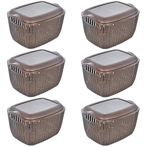 kuber industries pack of 3 storage basket  small m 15  multipurposes countertop baskets  basket for storage kitchen stationary  cabinets storage organizer  brown