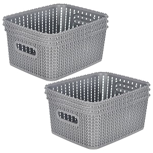 kuber industries pack of 6 storage basket  large m 20  multipurposes countertop baskets  basket for storage kitchen stationary  cabinets storage organizer  grey