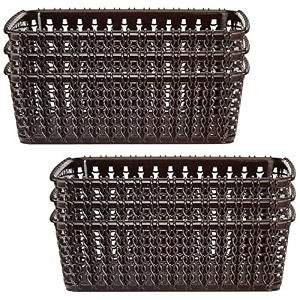 kuber industries pack of 6 storage basket  small m 15  multipurposes countertop baskets  basket for storage kitchen stationary  cabinets storage organizer  brown