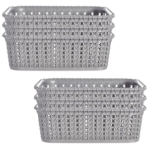 kuber industries pack of 6 storage basket  small m 15  multipurposes countertop baskets  basket for storage kitchen stationary  cabinets storage organizer  grey