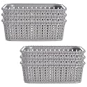 Kuber Industries (Pack of 6) Storage Basket | Small M 15 | Multipurposes Countertop Baskets | Basket For Storage, Kitchen, Stationary | Cabinets Storage Organizer | Grey