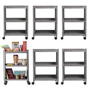 kuber industries storage rack with wheels  3-layer storage organizer rack  multipurpose storage trolley rack for kitchen-home-office  revolving vegetable storage trolley  brown