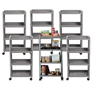 kuber industries storage rack with wheels  3-layer storage organizer rack  multipurpose storage trolley rack for kitchen-home-office  revolving vegetable storage trolley  brown