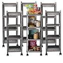 Kuber Industries Storage Rack with Wheels | 3-Layer Storage Organizer Rack | Multipurpose Storage Trolley Rack for Kitchen-Home-office | Revolving Vegetable Storage Trolley | Brown