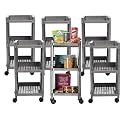 Kuber Industries Storage Rack with Wheels | 3-Layer Storage Organizer Rack | Multipurpose Storage Trolley Rack for Kitchen-Home-office | Revolving Vegetable Storage Trolley | Brown