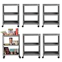 Kuber Industries Storage Rack with Wheels | 3-Layer Storage Organizer Rack | Multipurpose Storage Trolley Rack for Kitchen-Home-office | Revolving Vegetable Storage Trolley | Brown