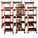 Kuber Industries Storage Rack with Wheels | 3-Layer Storage Organizer Rack | Multipurpose Storage Trolley Rack for Kitchen-Home-office | Revolving Vegetable Storage Trolley | Brown