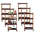 Kuber Industries Storage Rack with Wheels | 3-Layer Storage Organizer Rack | Multipurpose Storage Trolley Rack for Kitchen-Home-office | Revolving Vegetable Storage Trolley | Brown