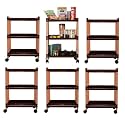 Kuber Industries Pack of 6 Storage Rack with Wheels | 3-Layer Storage Organizer Rack | Multipurpose Storage Rack for Home &amp; office | Kitchen Cabinet Spice Rack | Vegetable Storage Trolley | Brown