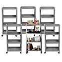 Kuber Industries Storage Rack with Wheels | 3-Layer Storage Organizer Rack | Multipurpose Storage Trolley Rack for Kitchen-Home-office | Revolving Vegetable Storage Trolley | Brown