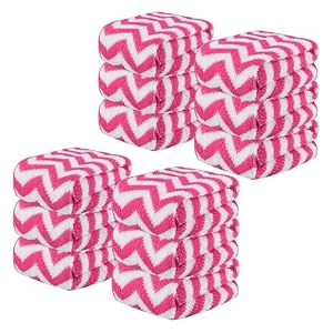 kuber industries 12 pcs zig zag 15x15 inch microfiber kitchen napkin lint-free quick dry  microfiber cleaning rags 250 gsm super absorbent napkin  pink