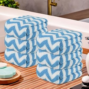 kuber industries pack of 12 super absorbent amp reusable microfibre face towel for women  15x15 in  250 gsm kids soft amp easy to wash small towels for face and hand  zig zag green