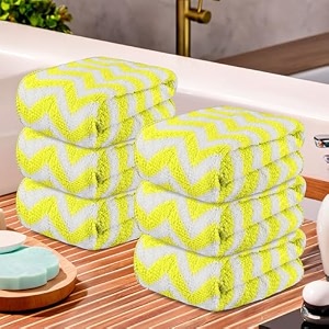 kuber industries pack of 12 super absorbent amp reusable microfibre face towel for women  15x15 in  250 gsm kids soft amp easy to wash small towels for face and hand  zig zag green
